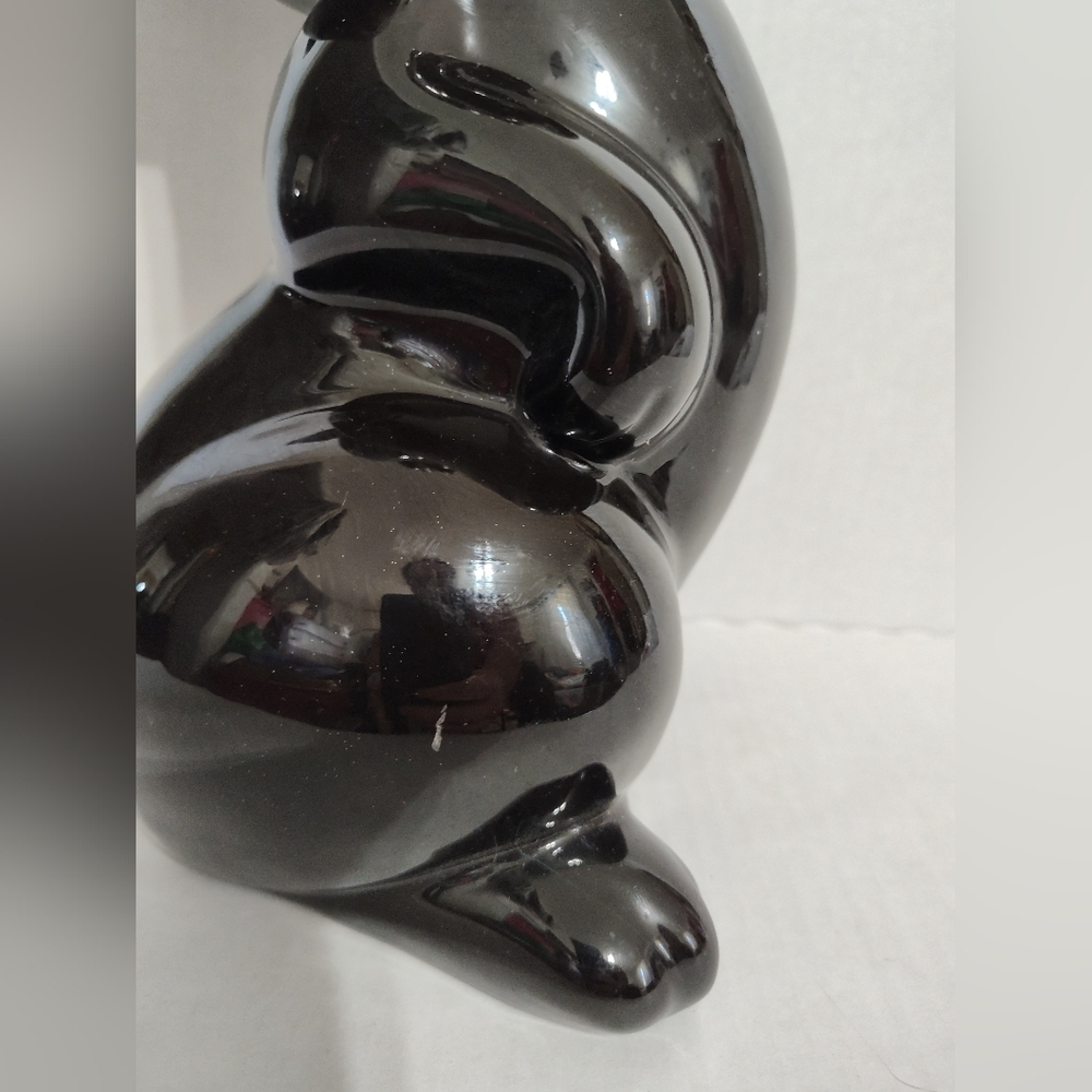 Vintage Redware Pottery‎ Anthropomorphic Black Rabbit Statue  15" Tall Easter - Picture 6 of 11